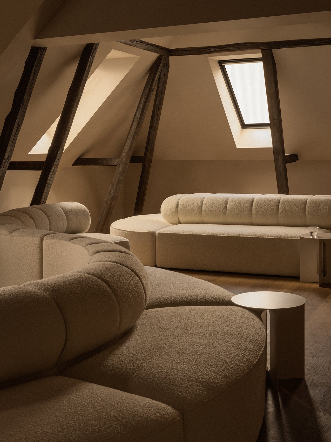 Eave Seamline Modular Sofa, Rounded Modules, 34" Depth