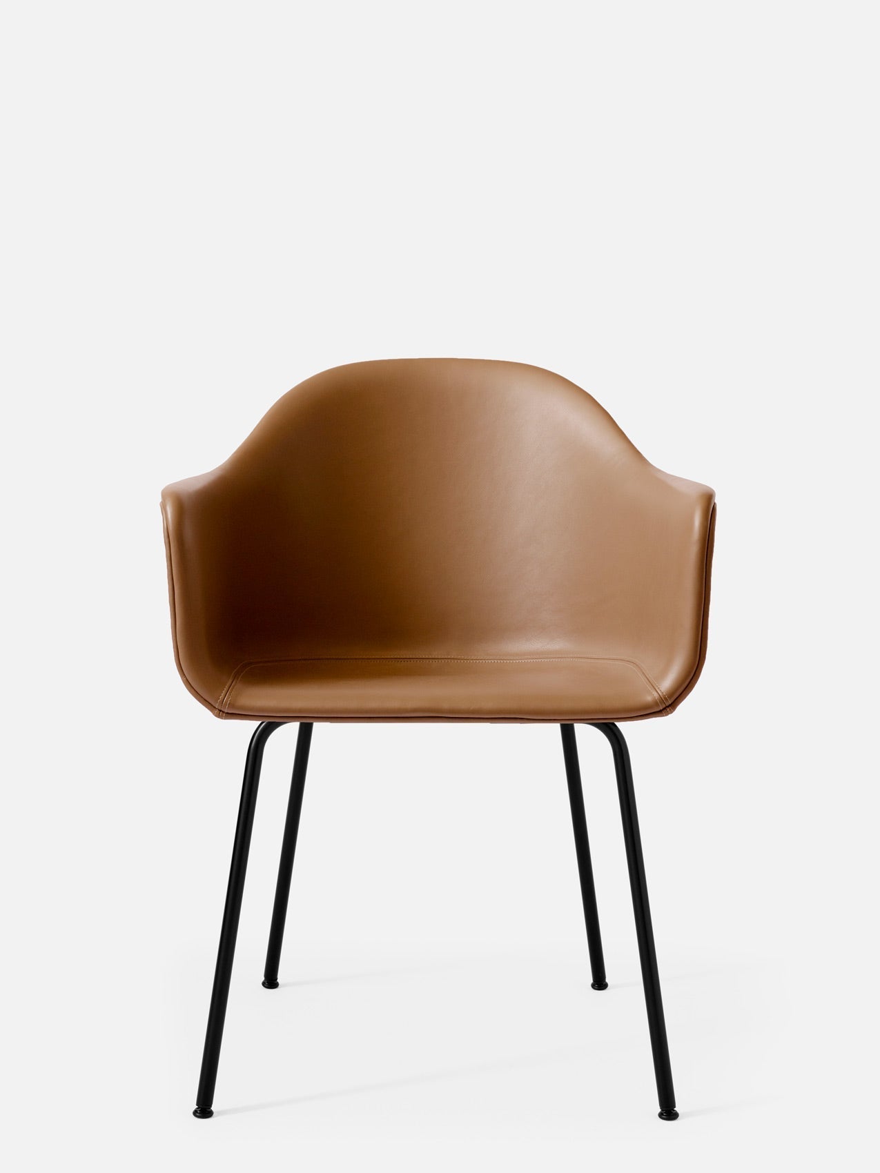 Harbour Arm Chair, Upholstered-Chair-Norm Architects-Black Steel-0250 Cognac/Dakar-menu-minimalist-modern-danish-design-home-decor