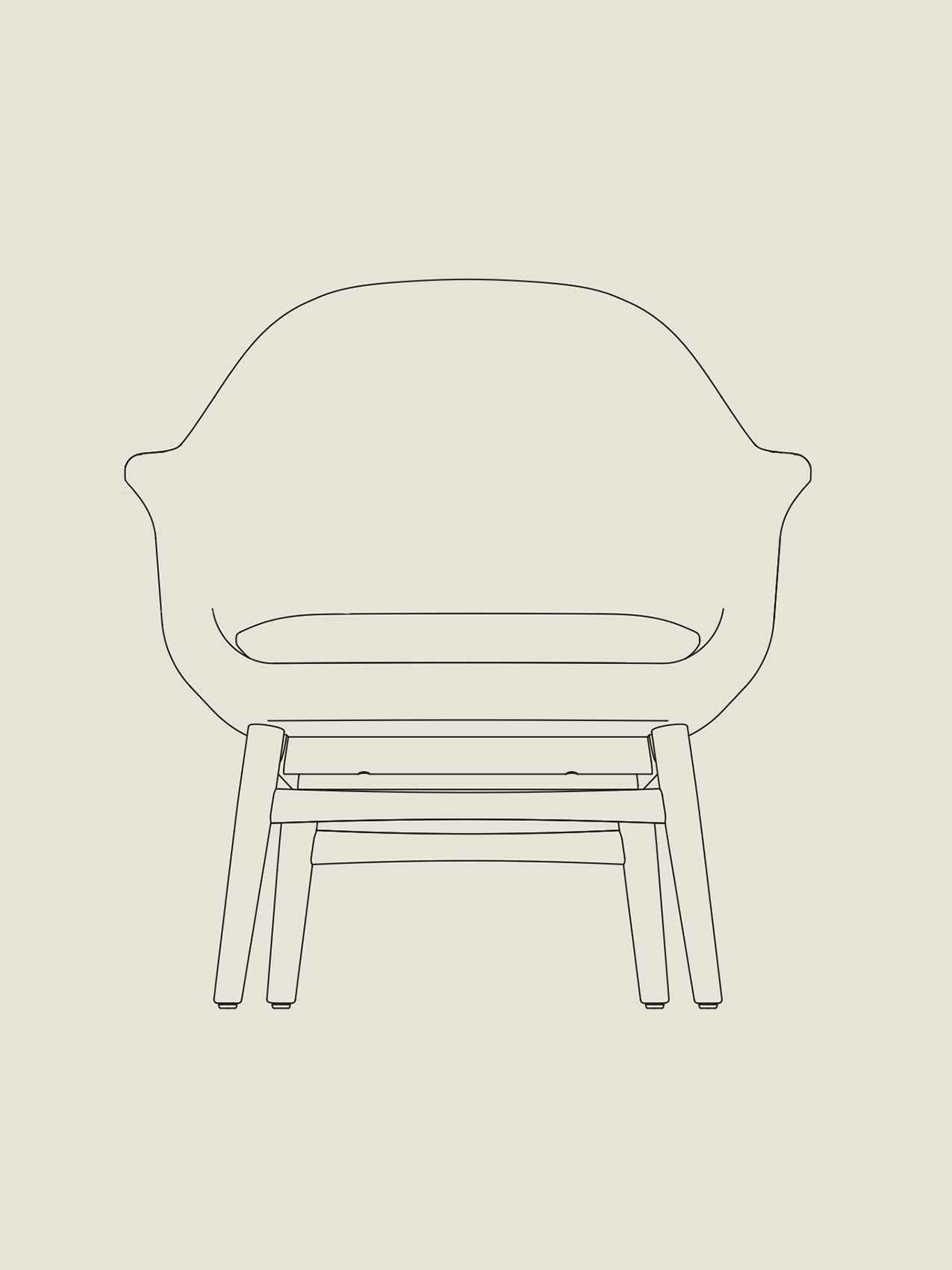 Harbour Lounge Chair, Upholstered Seat and Cushion - Custom