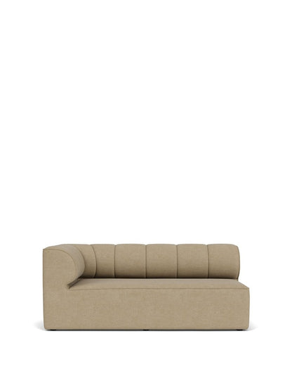 Front view of the Eave Seamline Modular Sofa, 86, Corner 172 in a light brown fabric, with a channelled backrest.