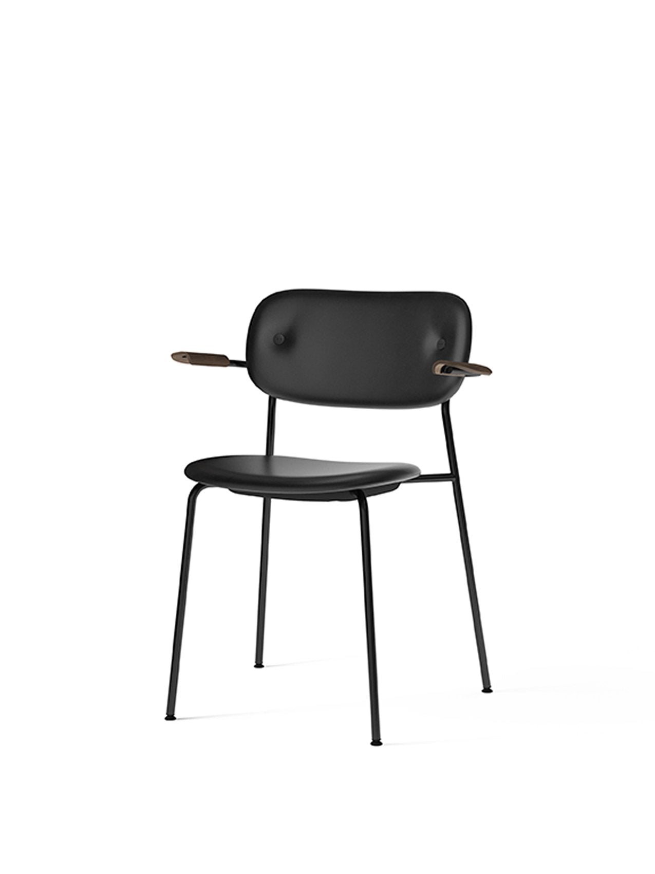 Co Chair, Fully Upholstered-Chair-Norm Architects-Dining Height (Seat 17.7in H)/Chrome without Armrest-0842 Black/Dakar-menu-minimalist-modern-danish-design-home-decor
