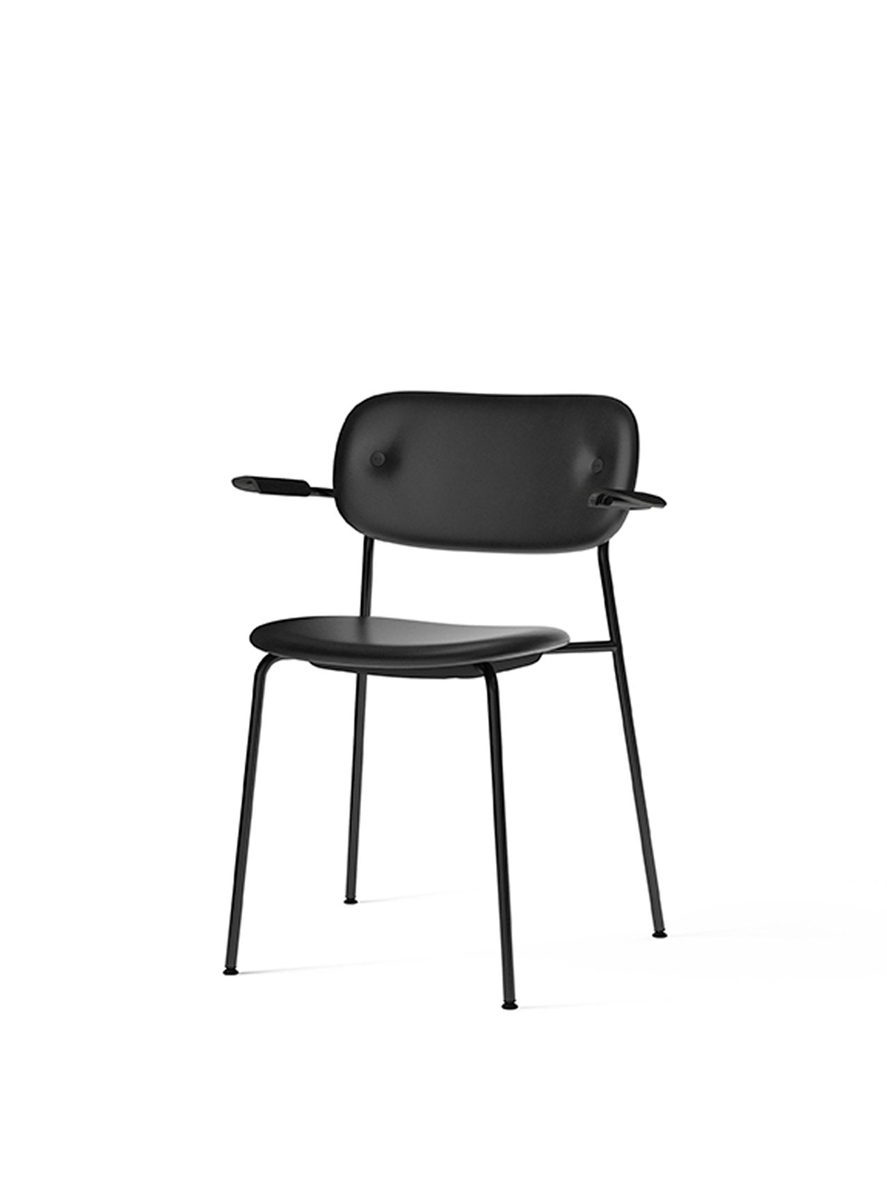 Co Chair, Fully Upholstered-Chair-Norm Architects-Dining Height (Seat 17.7in H)/Black Steel without Armrest-0250 Cognac/Dakar-menu-minimalist-modern-danish-design-home-decor