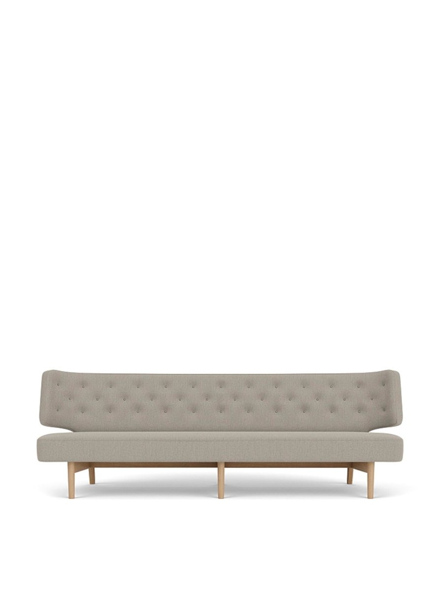 Front view of the Radiohus Sofa P3 upholstered in Re-Wool 218 with natural oak legs against a plain background.