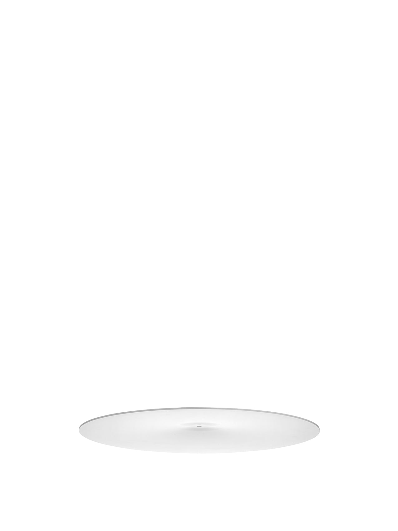 A white, circular Levitate Glass Shade, 40, pictured from a low angle against a plain white background.