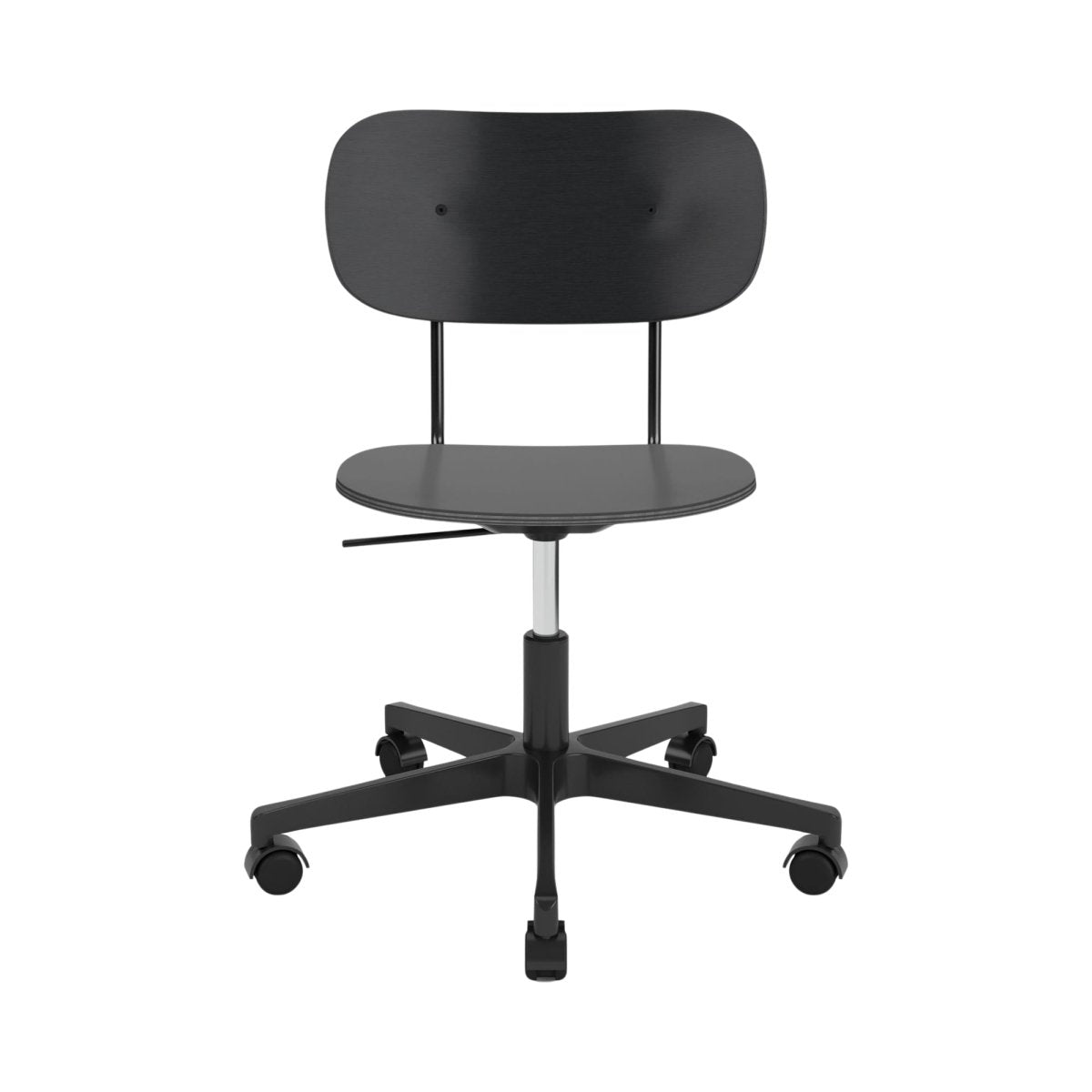 Black Co Task Chair, Non-Upholstered, featuring black stained oak veneer and a height-adjustable five-star swivel base.