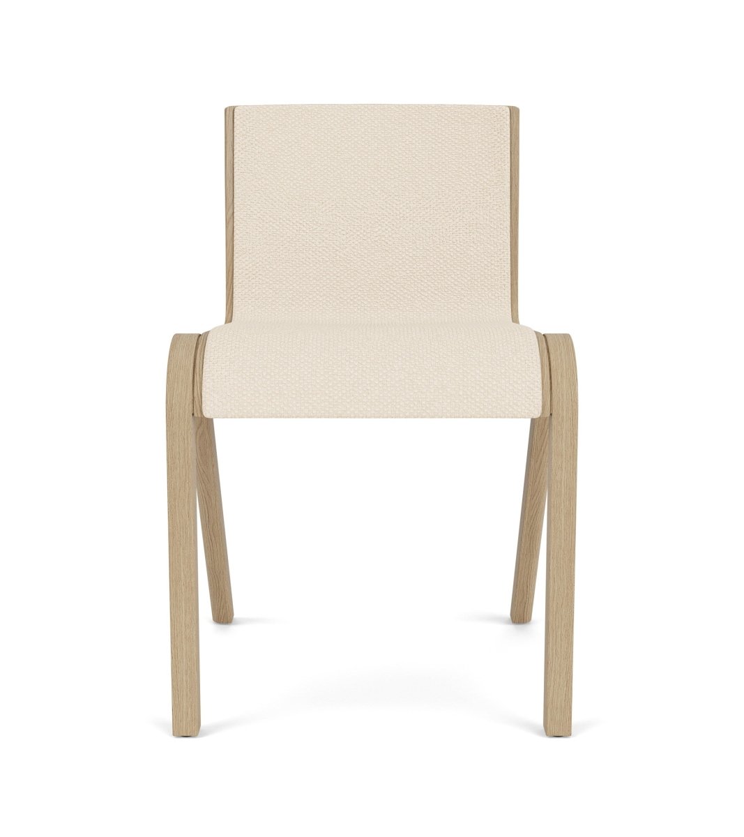 Ready Dining Chair, Fully Upholstered, seen from the front with a natural oak frame and Logan Jasmine upholstery.