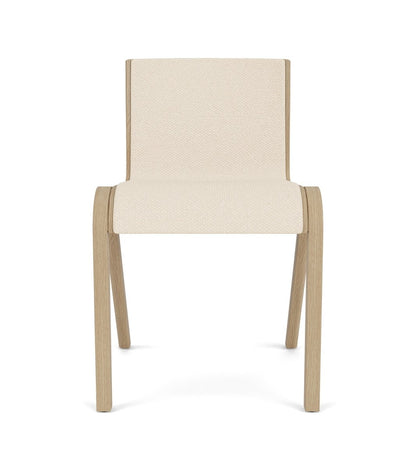 Ready Dining Chair, Fully Upholstered, seen from the front with a natural oak frame and Logan Jasmine upholstery.