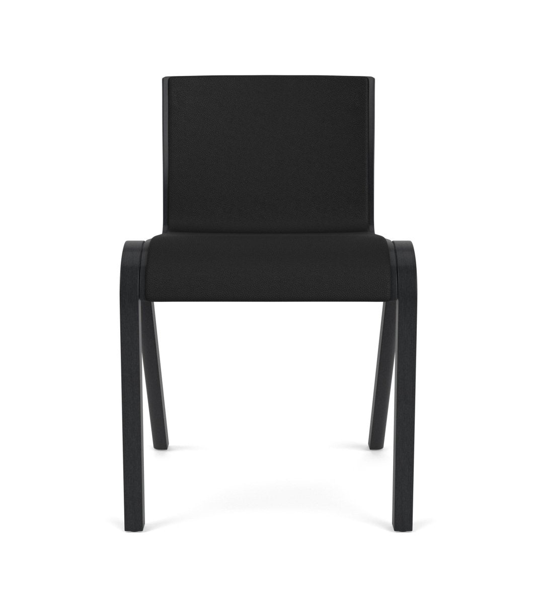 Front view of the Ready Dining Chair, Fully Upholstered, with a black painted oak frame and Sierra 1001 upholstery.