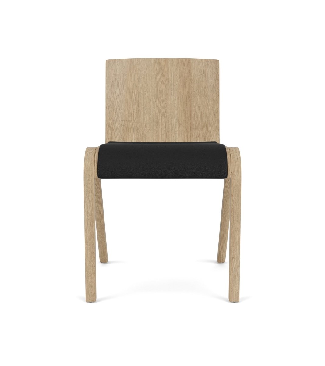 Ready Dining Chair in natural oak with a black Sierra 1001 upholstered seat, seen from the front.