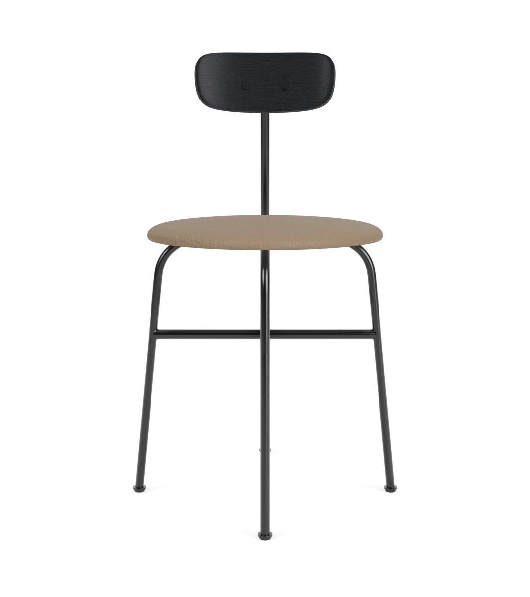 Afteroom Dining Chair featuring a black steel frame, black oak backrest, and tan Sierra 1611 upholstered seat.