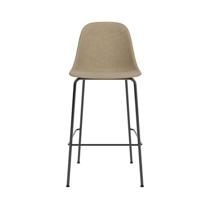 Front view of the Harbour Side Chair, Counter & Bar Height, upholstered in beige boucle with a black steel frame.