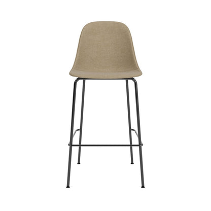 Front view of the Harbour Side Chair, Counter & Bar Height, upholstered in beige boucle with a black steel frame.