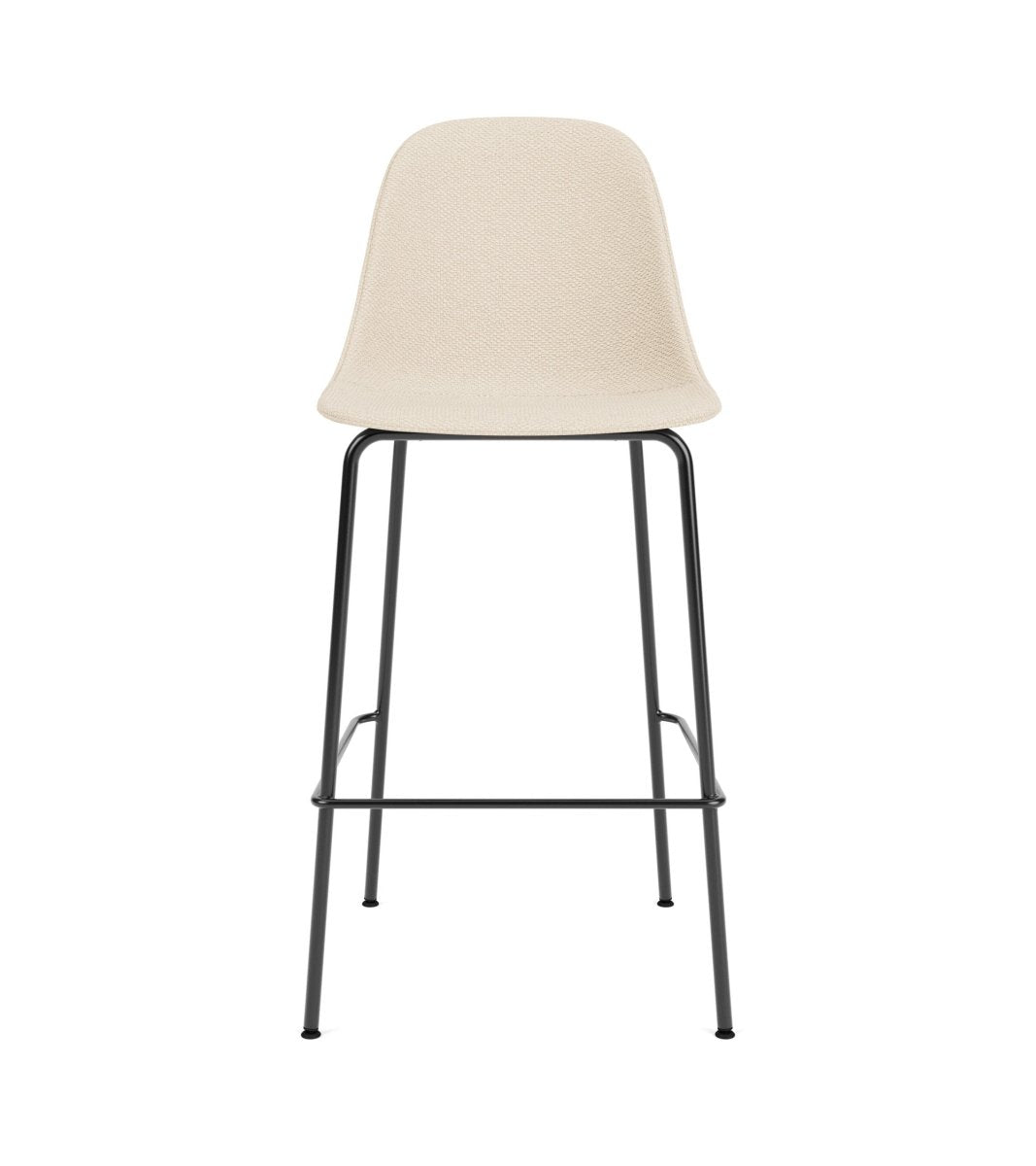 Front view of the Harbour Side Chair, Counter & Bar Height, with cream Logan Jasmin upholstery and black steel legs.