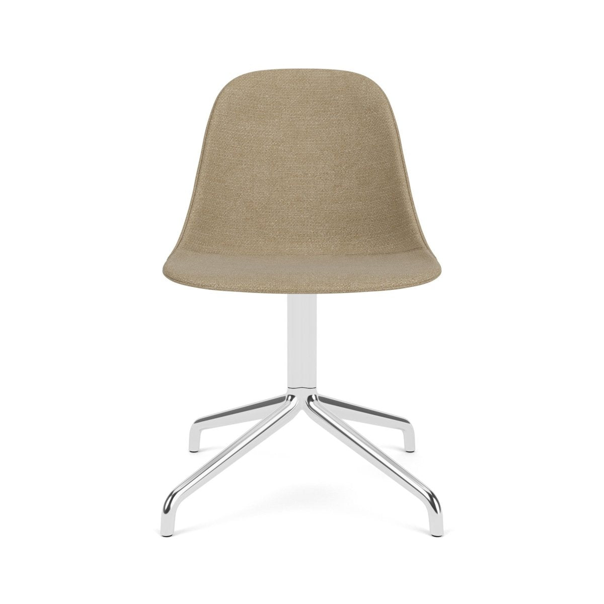 Harbour Side Chair with beige bouclé upholstery and a polished aluminium star base, shown from the front.