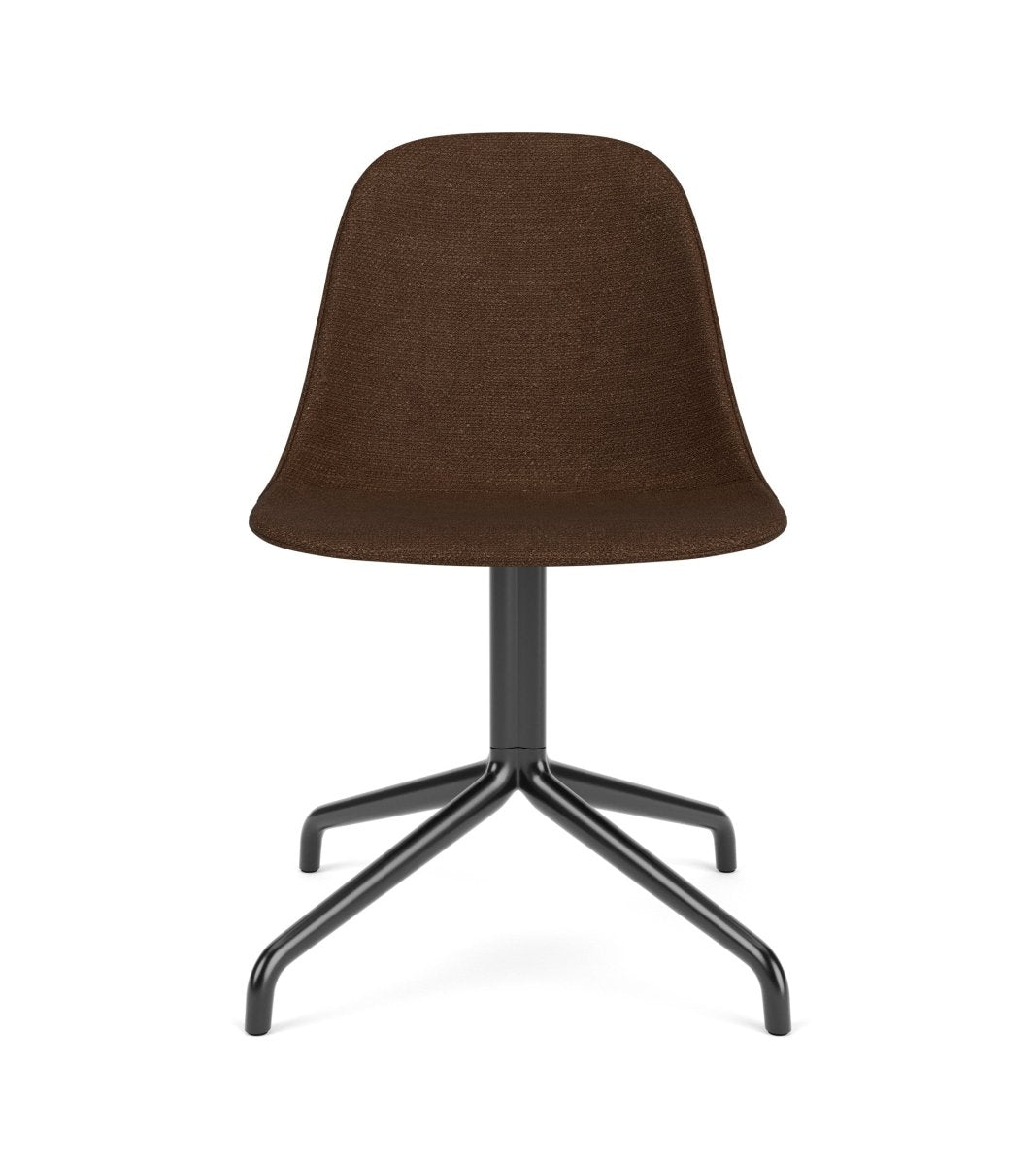 Harbour Side Chair, upholstered in textured brown bouclé with a black metal star base at dining height.