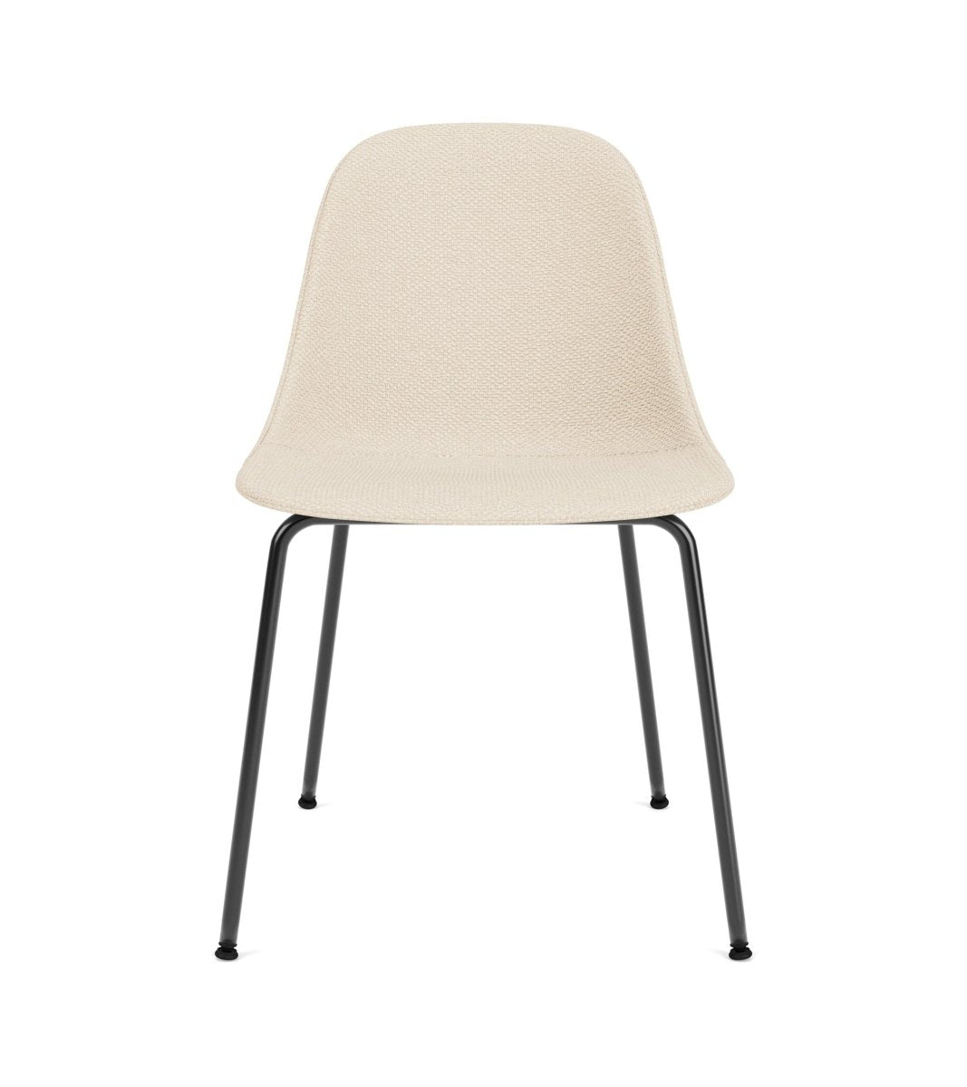 Harbour Side Chair, Dining Height, with cream Logan Jasmin upholstery and black powder-coated legs, seen from the front.