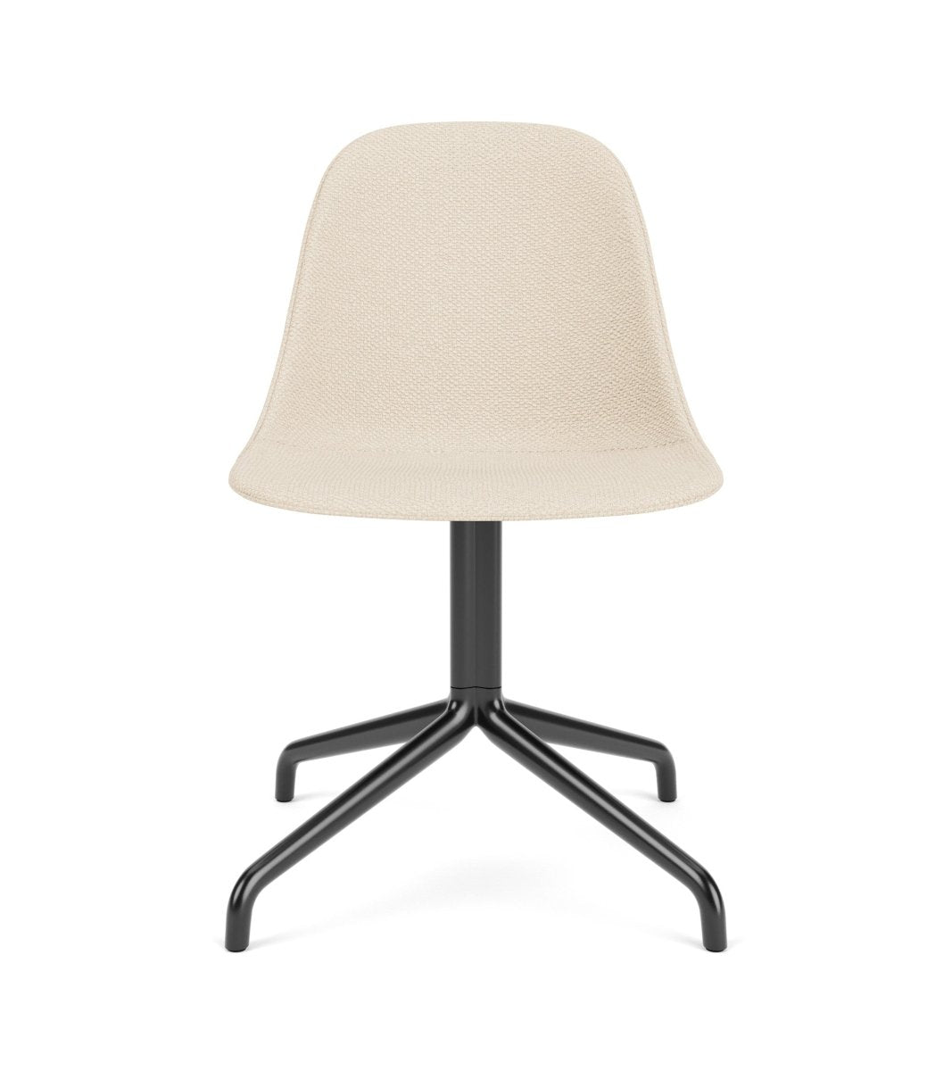 Harbour Side Chair with Logan Jasmin beige upholstery and a black star base, shown from the front at dining height.