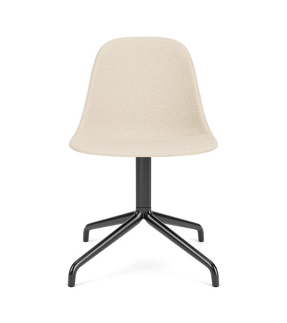 Harbour Side Chair with Logan Jasmin beige upholstery and a black star base, shown from the front at dining height.
