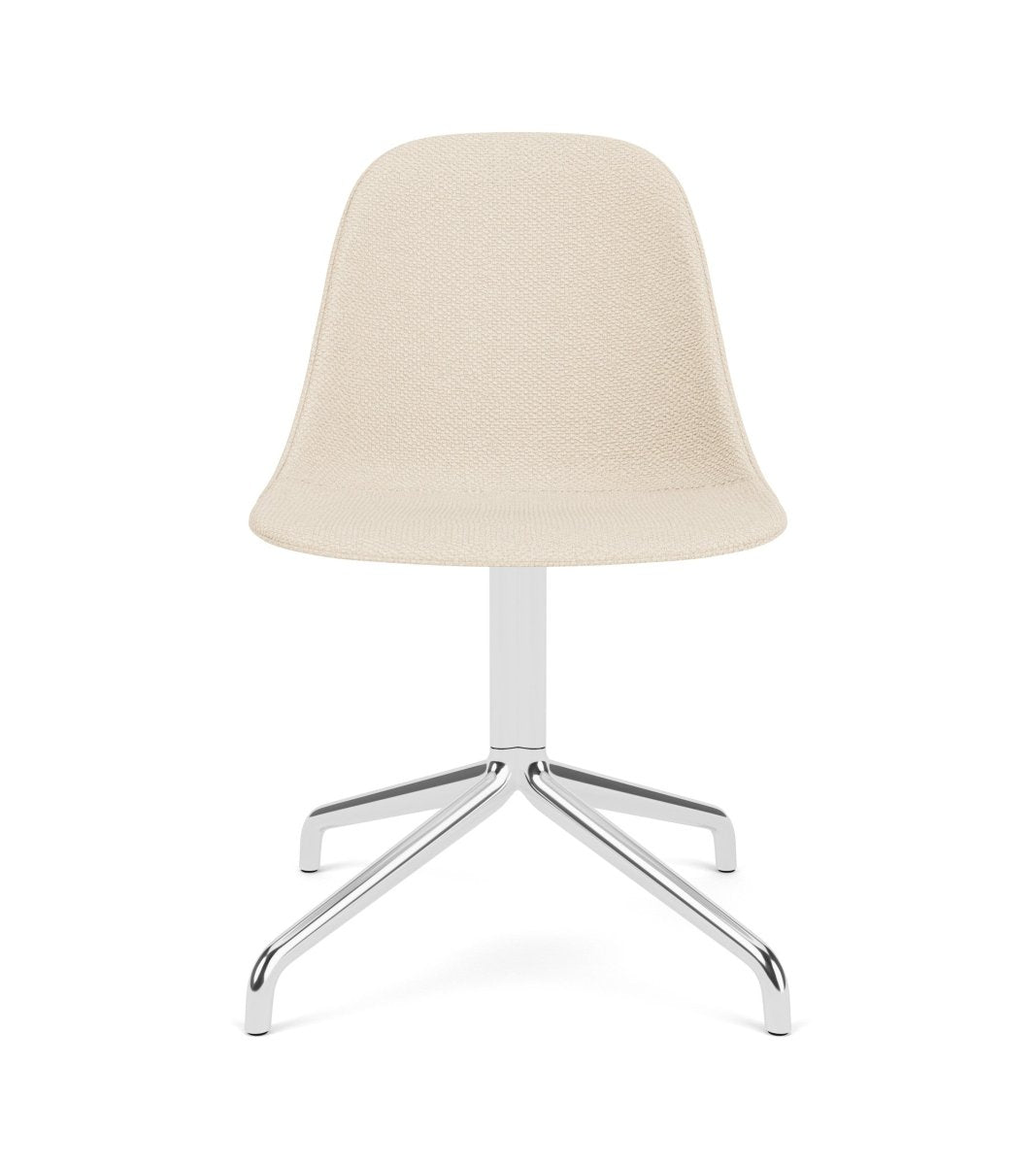 Front view of the Harbour Side Chair, Star Base, featuring Logan Jasmin upholstery and a polished aluminium base.