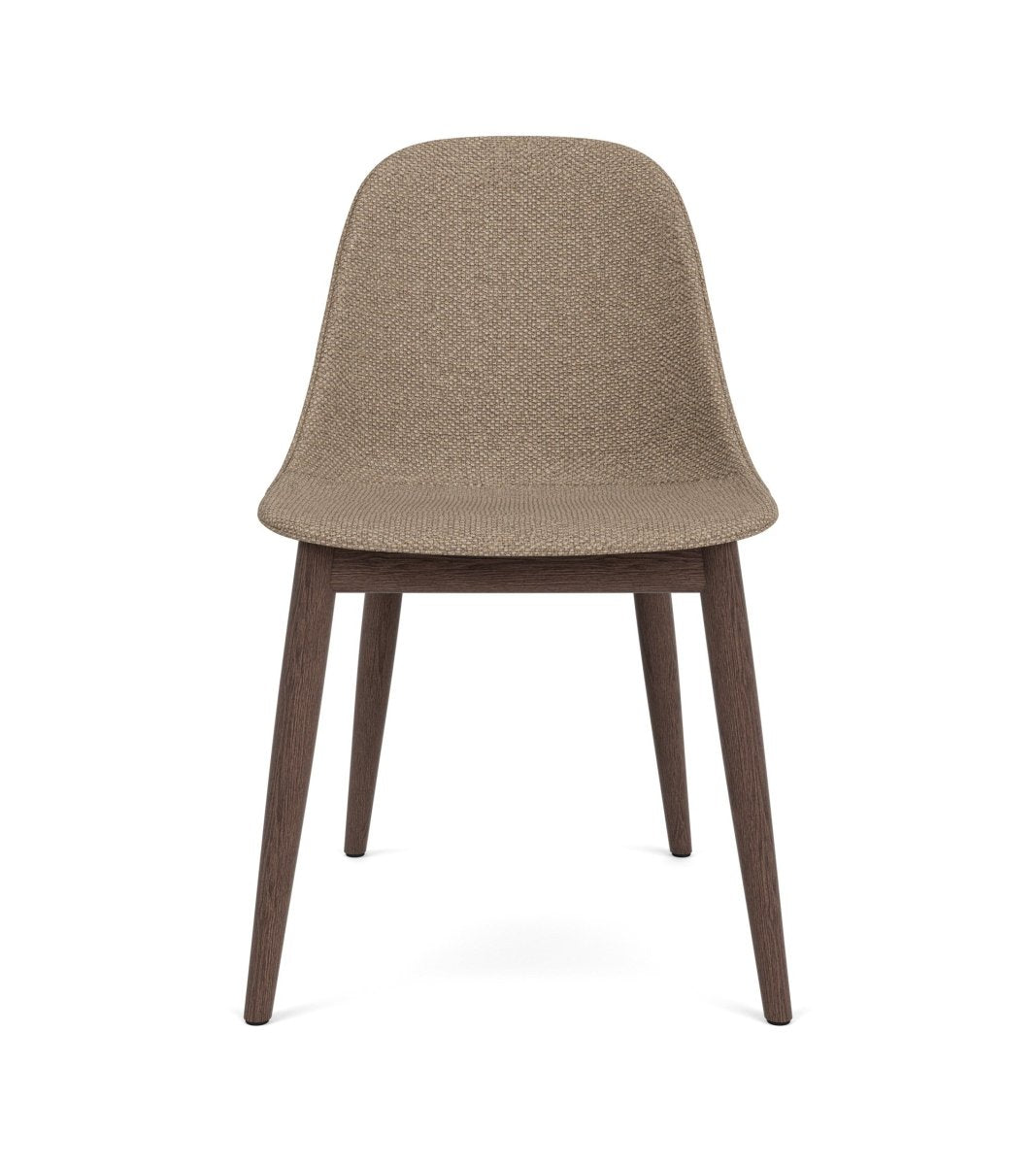 Front view of the Harbour Side Chair, Dining Height, upholstered in Logan Flint White with a dark-stained oak frame.