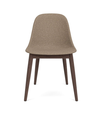 Front view of the Harbour Side Chair, Dining Height, upholstered in Logan Flint White with a dark-stained oak frame.