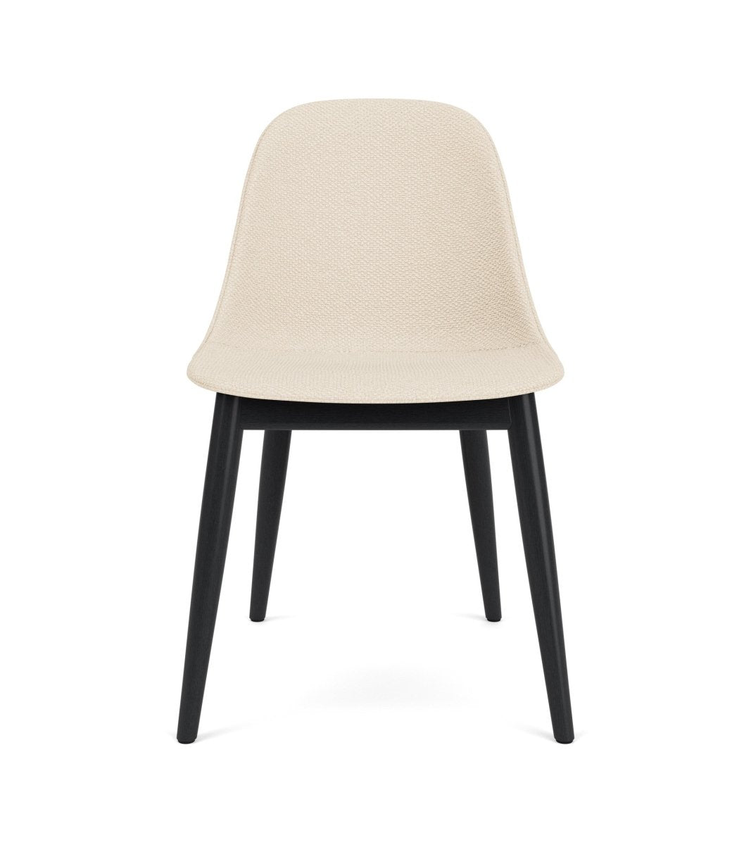 Harbour Side Chair in Jasmin White Logan fabric with black-painted oak legs, viewed from the front.