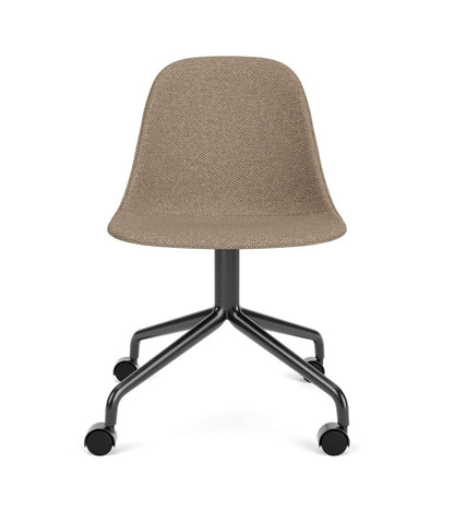 Harbour Side Chair with Logan Flint upholstery and a black star base with casters, shown from the front.