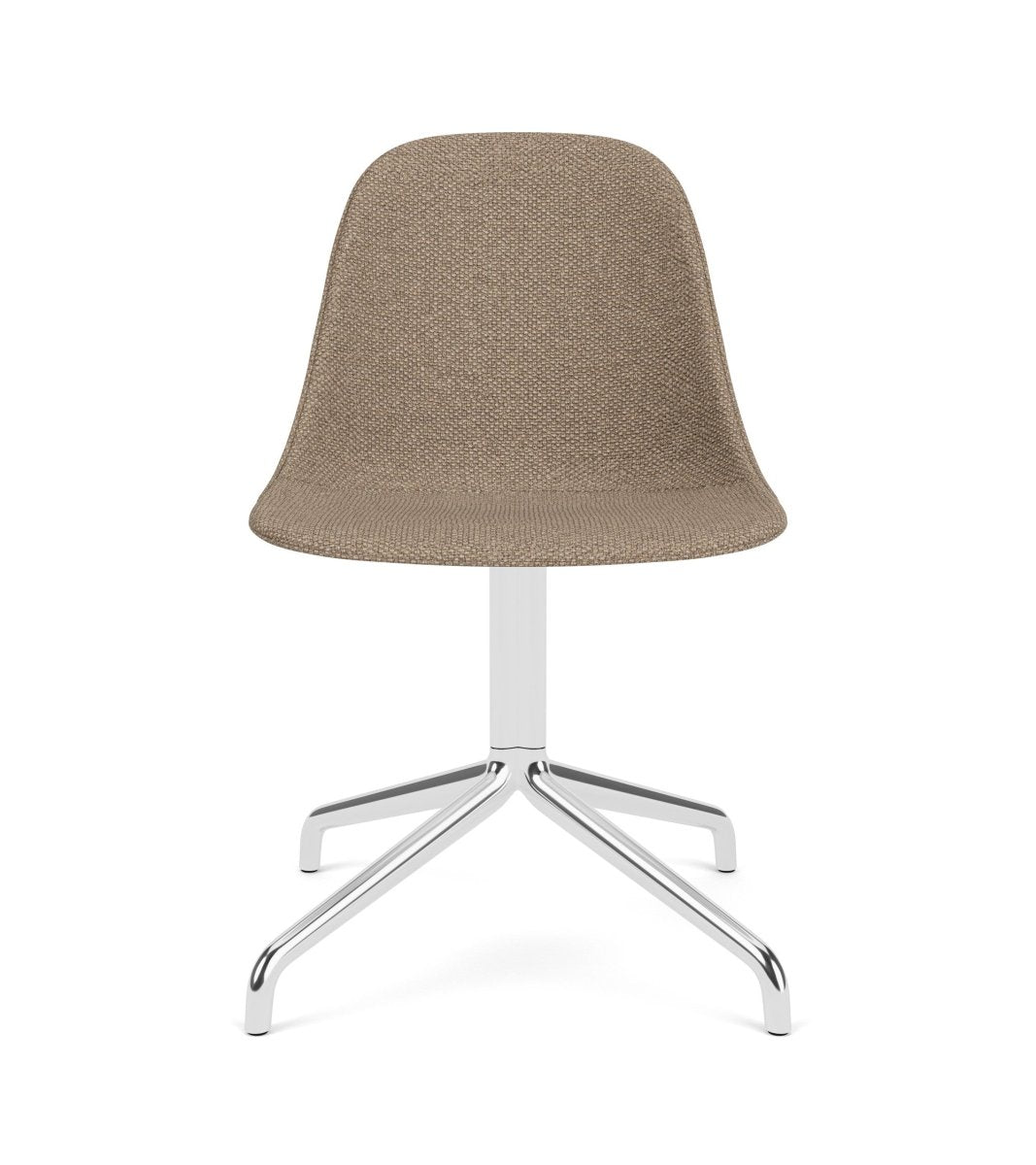 Harbour Side Chair with a polished star base and textured Logan Flint fabric upholstery, shown from the front.