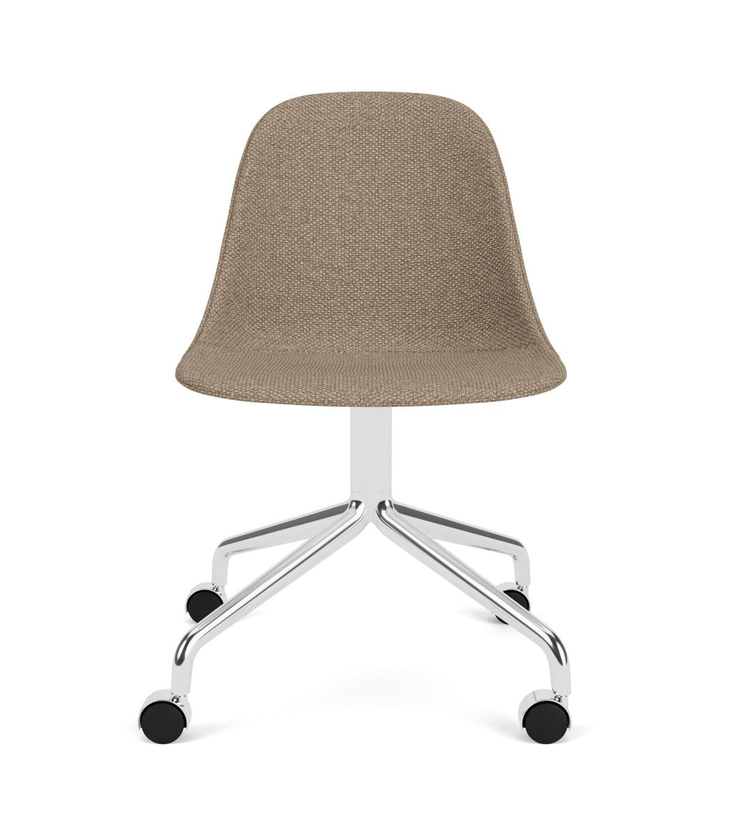 Harbour Side Chair, Star Base, upholstered in Logan Flint fabric with a polished aluminum base and black casters.