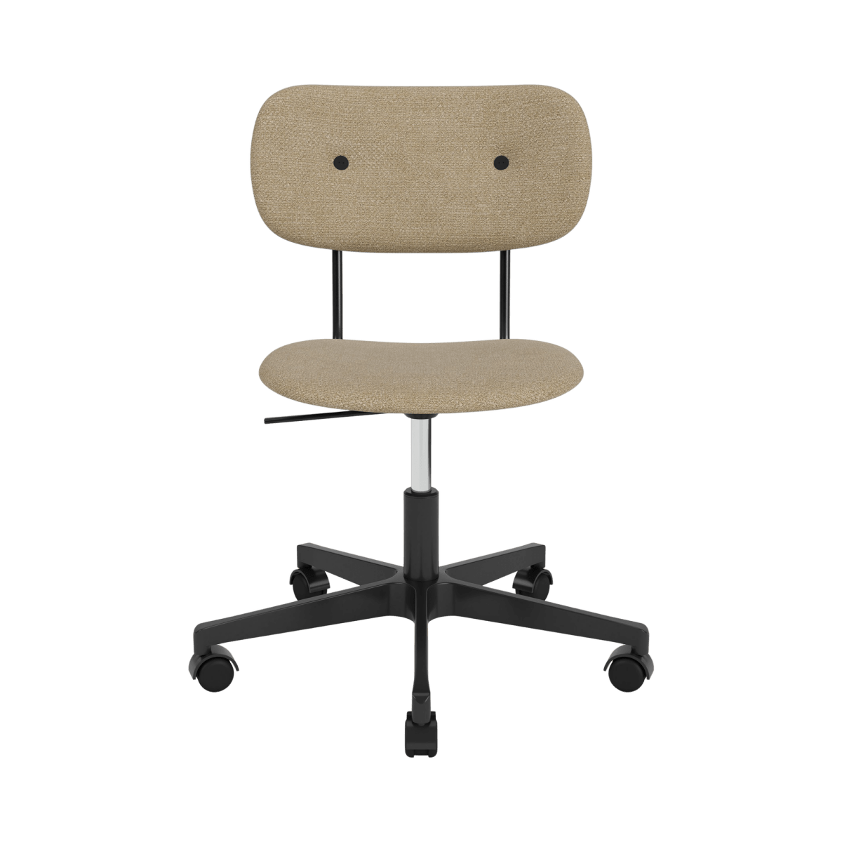 Minimalist Co Task Chair in beige Bouclé 02 fabric, featuring a black five-star swivel base with casters.