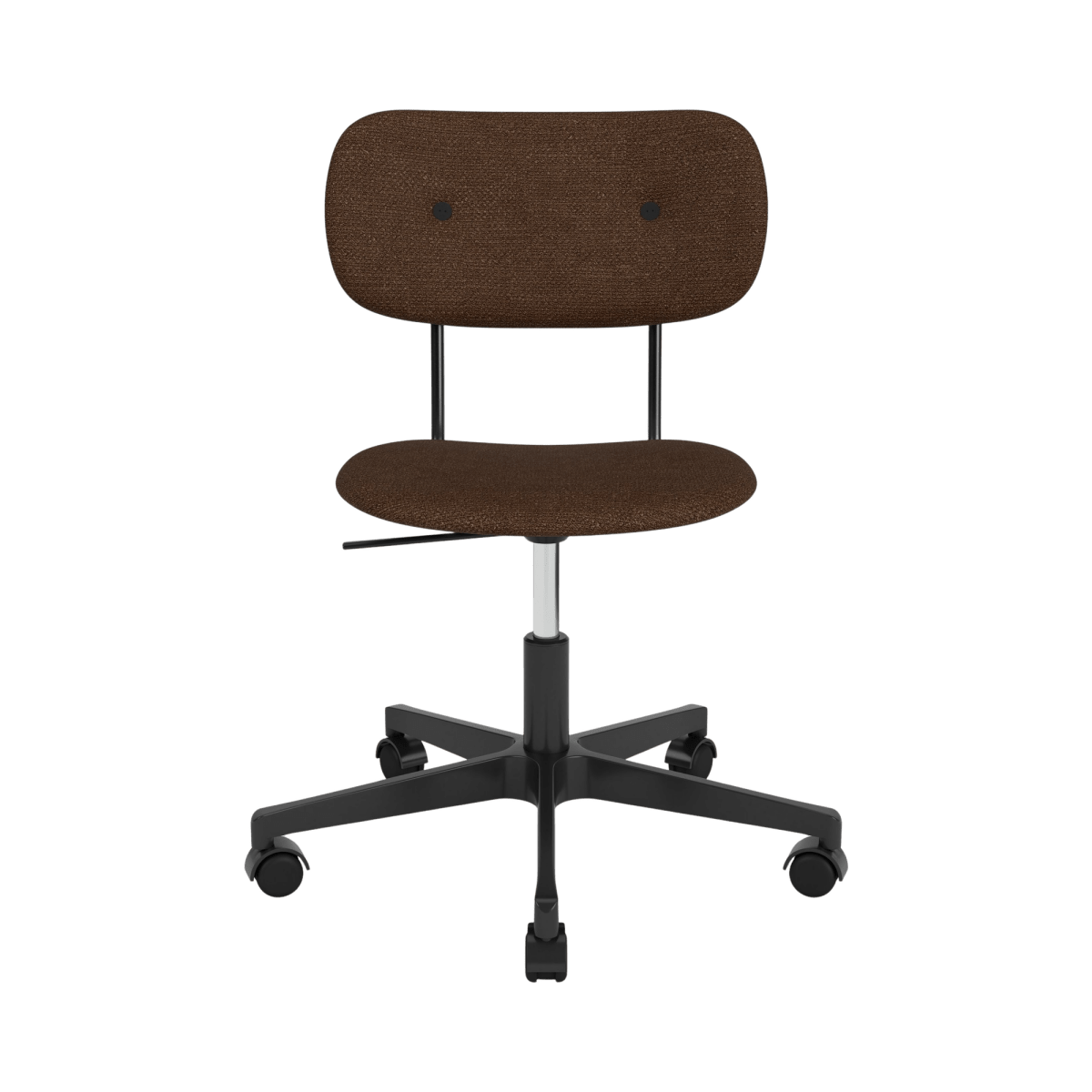 Co Task Chair without arms in brown Audo Bouclé 07 upholstery, featuring a black swivel base with five casters.