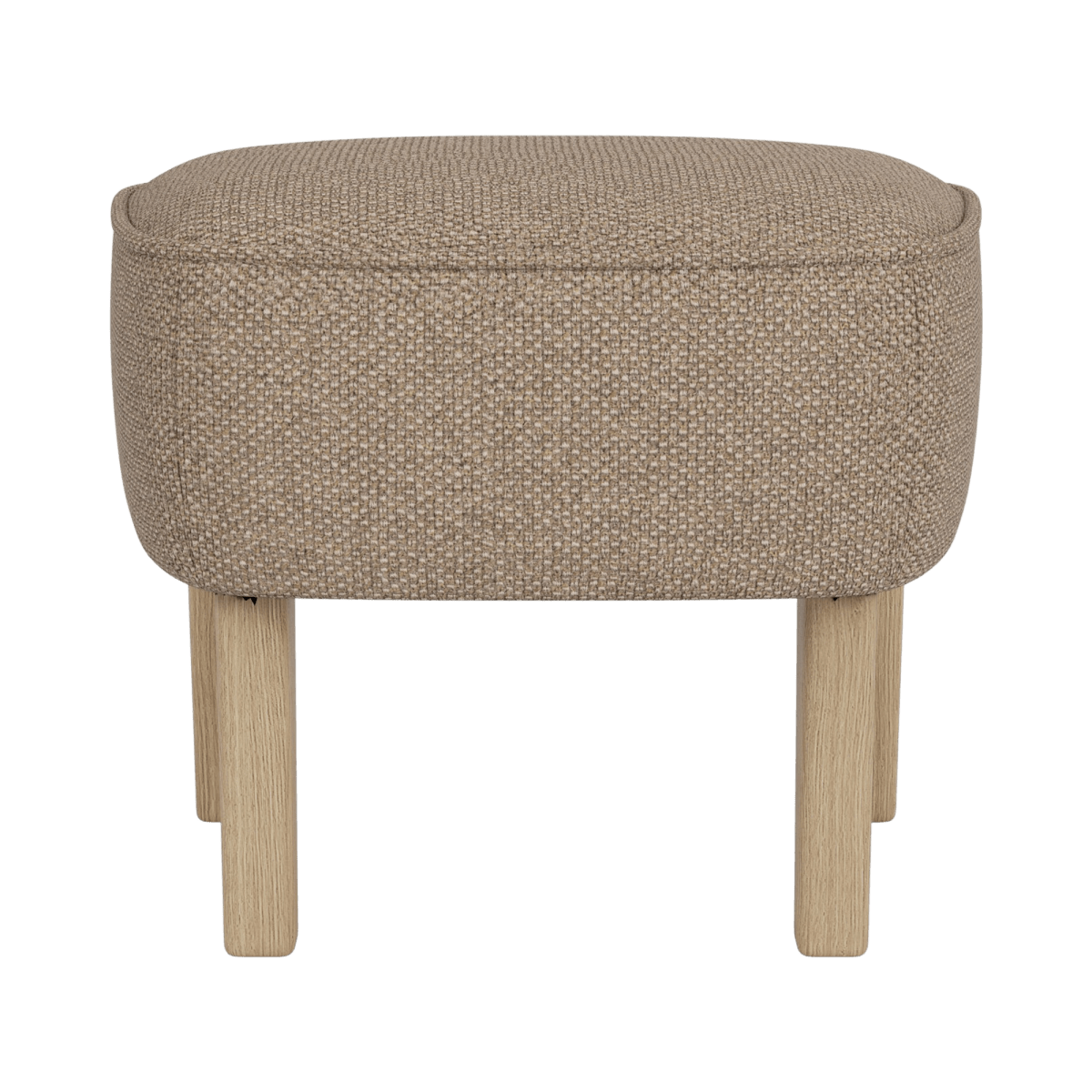 Ingeborg Ottoman upholstered in Logan flint textured fabric featuring sturdy natural oak wooden legs.