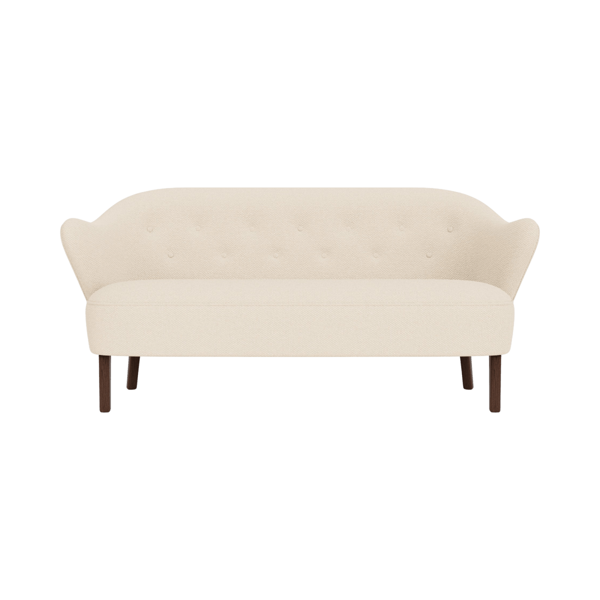Ingeborg Sofa in Logan Jasmine fabric with smoked oak legs, shown from the front against a clean background.