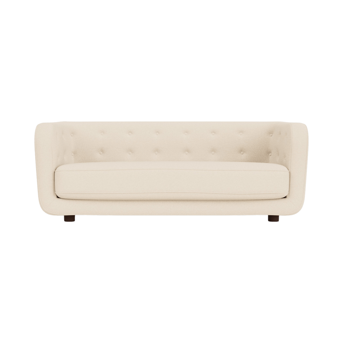 Vilhelm Sofa in Logan Jasmine fabric with smoked oak legs, shown from the front against a plain white background.
