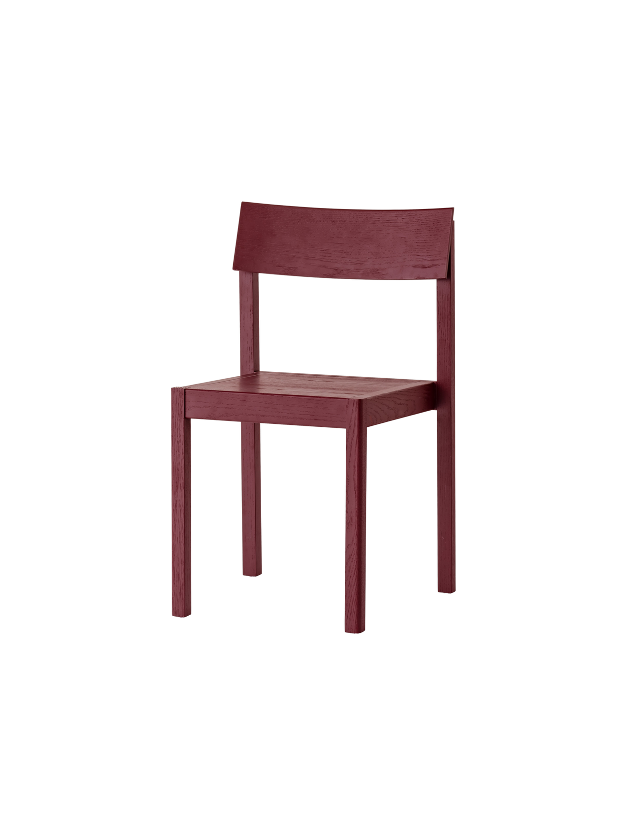 Mauro Dining Chair in French red oak, featuring a solid wood frame and form-pressed veneer seat and backrest.