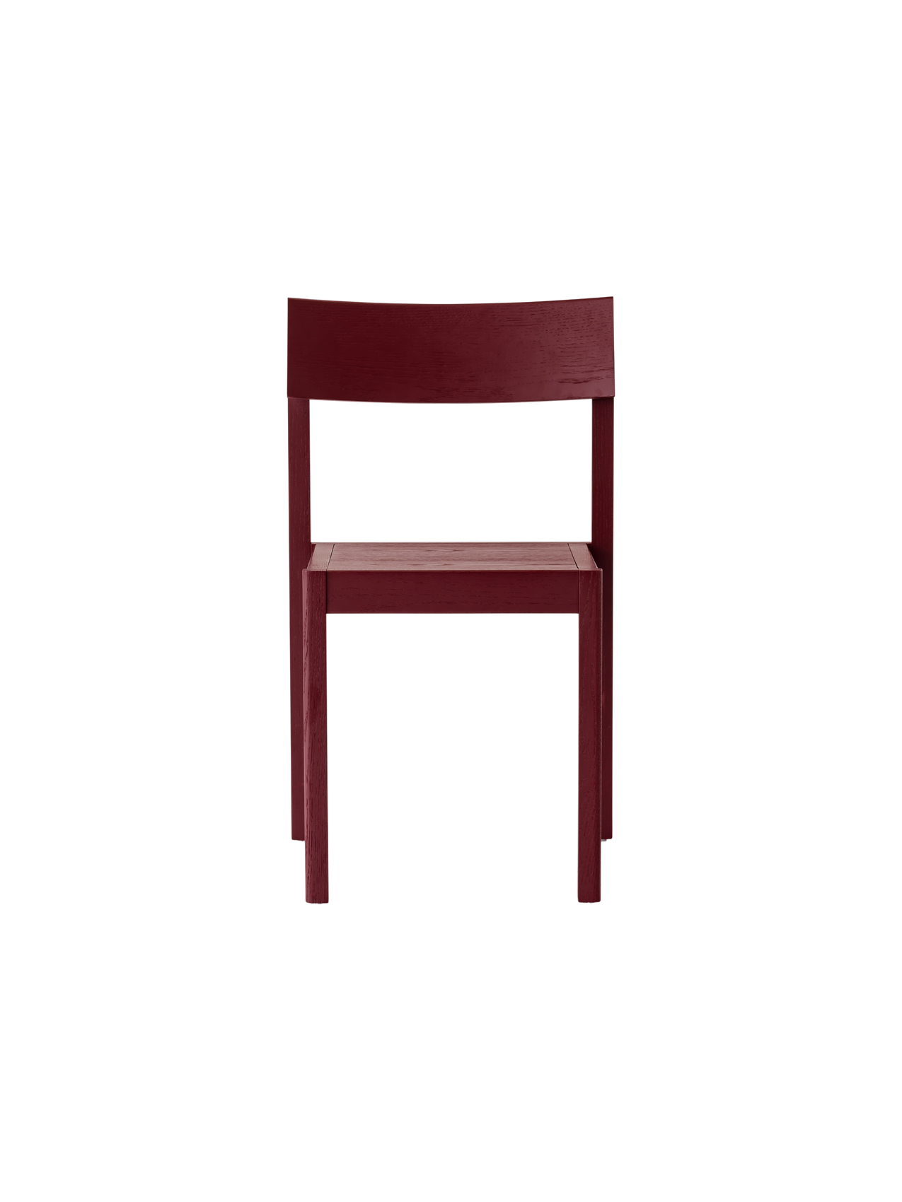 Mauro Dining Chair in French red oak, featuring a curved veneer seat and backrest on a solid wood frame.