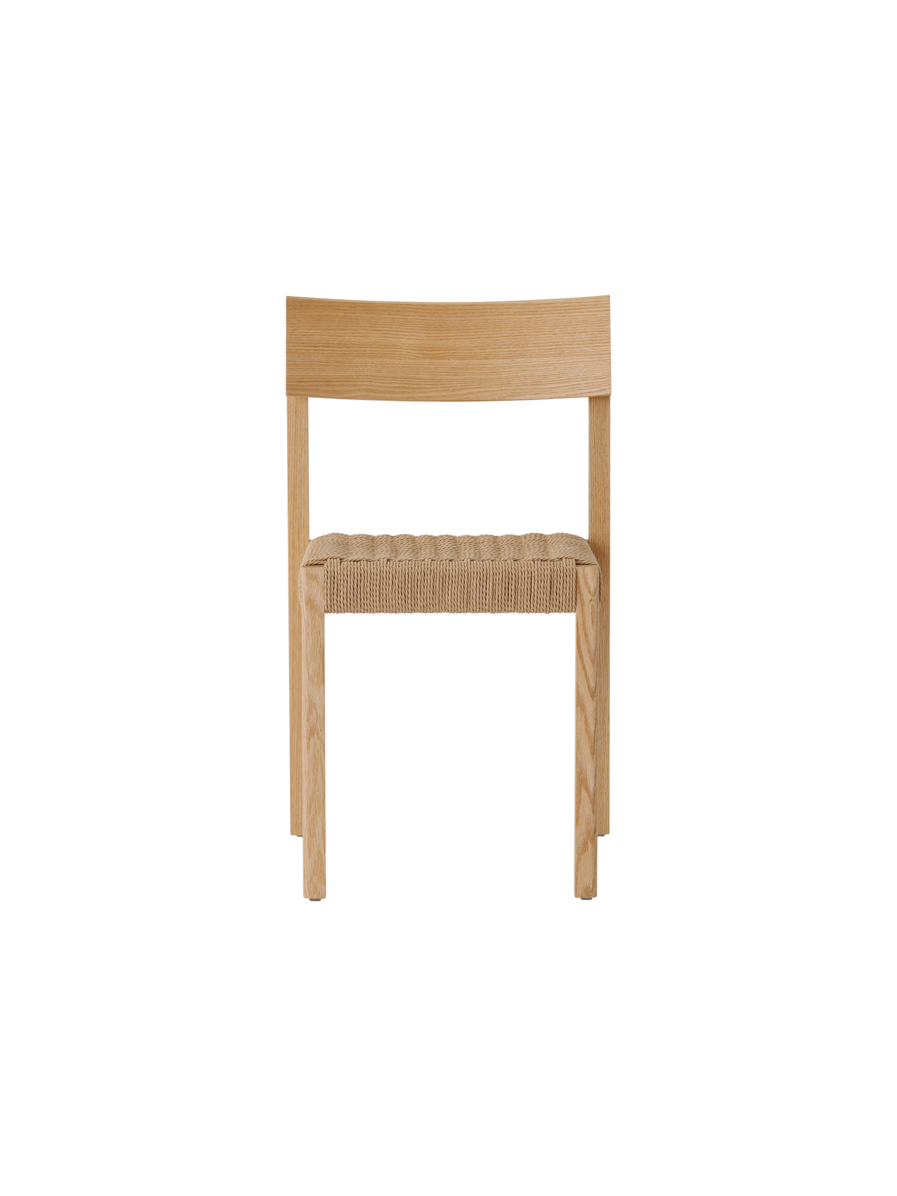 Mauro Dining Chair in natural oak with a handwoven papercord seat, showcasing a clean and minimalist Danish design.