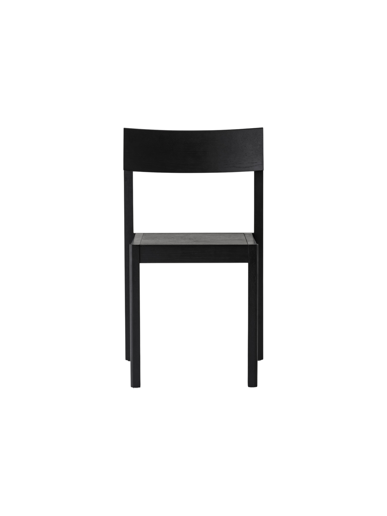 Black oak Mauro Dining Chair with a minimalist wooden frame and curved backrest against a plain white background.