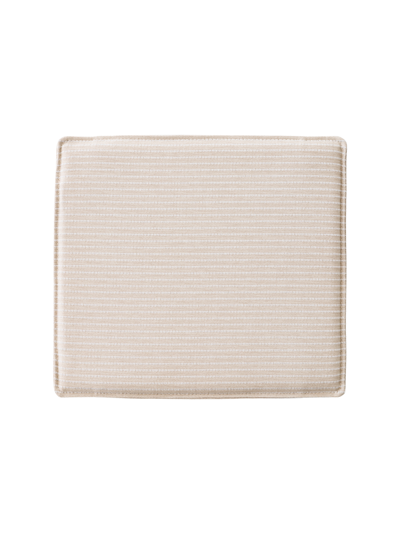 Mauro Dining Chair Seat Cushion in light grey and beige striped textile with a slim, square profile and rounded edges.
