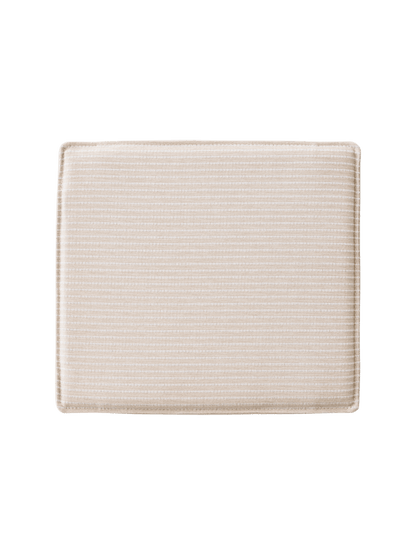 Mauro Dining Chair Seat Cushion in light grey and beige striped textile with a slim, square profile and rounded edges.
