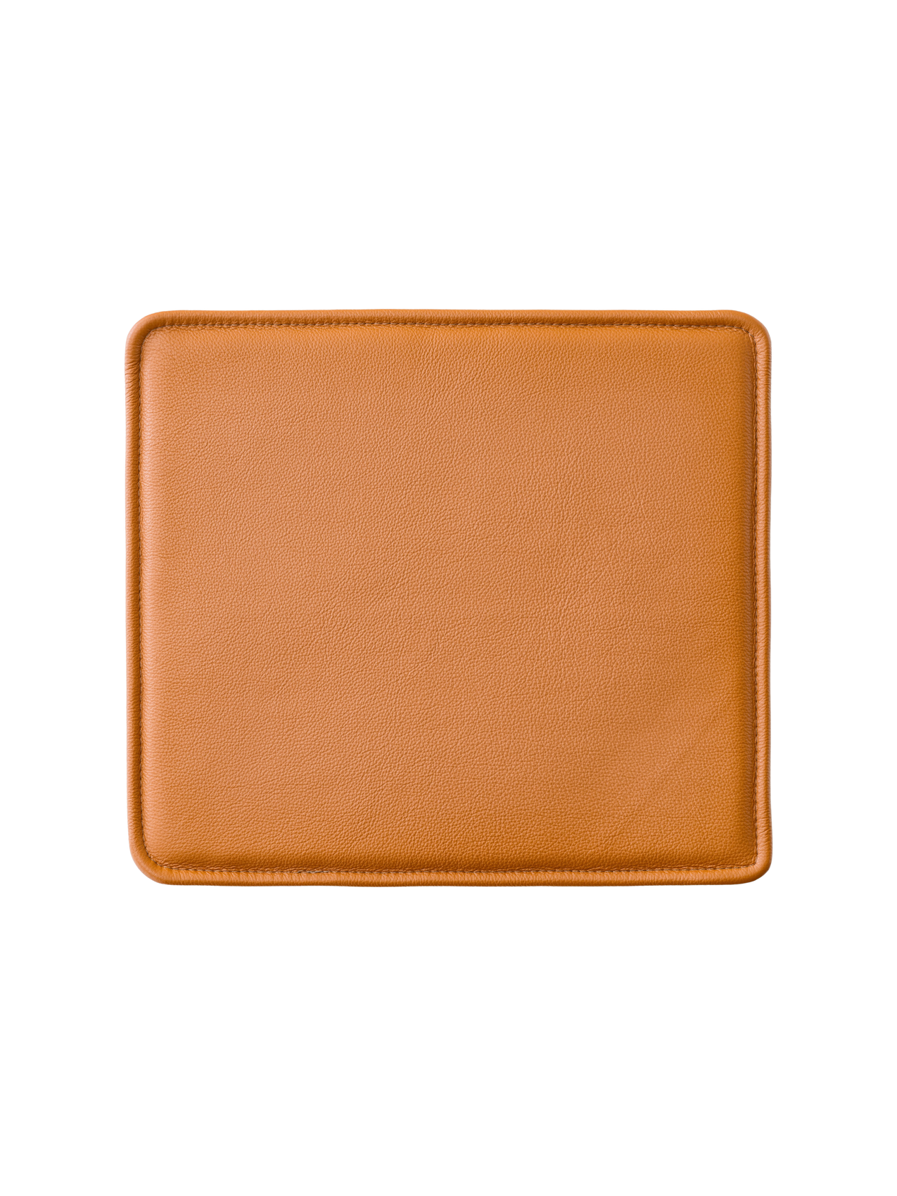 Mauro Dining Chair Seat Cushion in Madras Cognac leather with a textured surface and rounded corners.