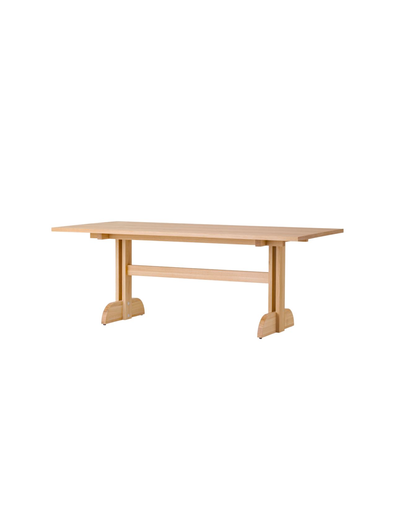Rectangular Puffin Dining Table in natural oak, featuring a solid oak base and clean, Shaker-inspired design details.