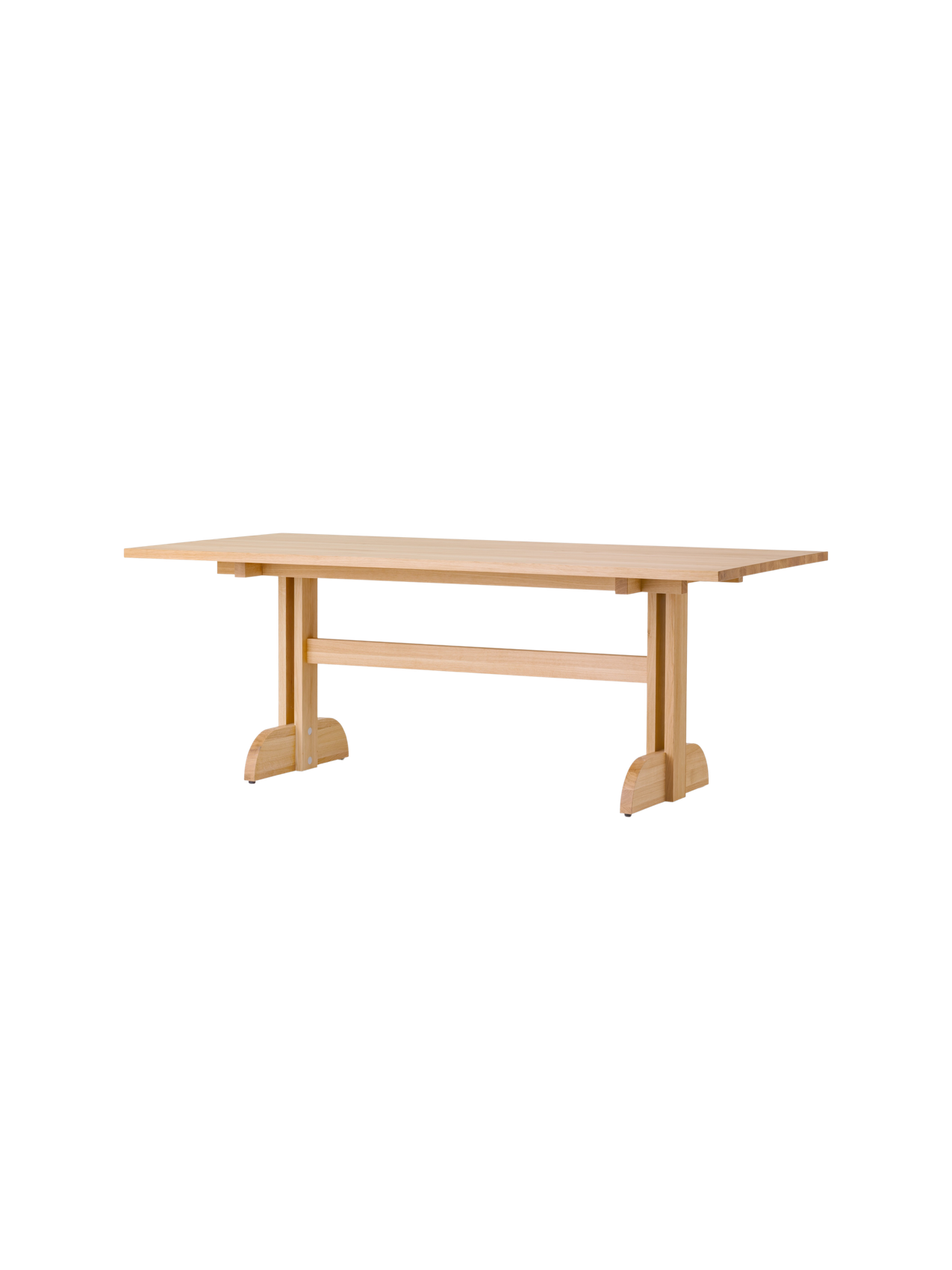 Rectangular Puffin Dining Table in natural solid oak, featuring a Shaker-style wooden base on a plain white background.