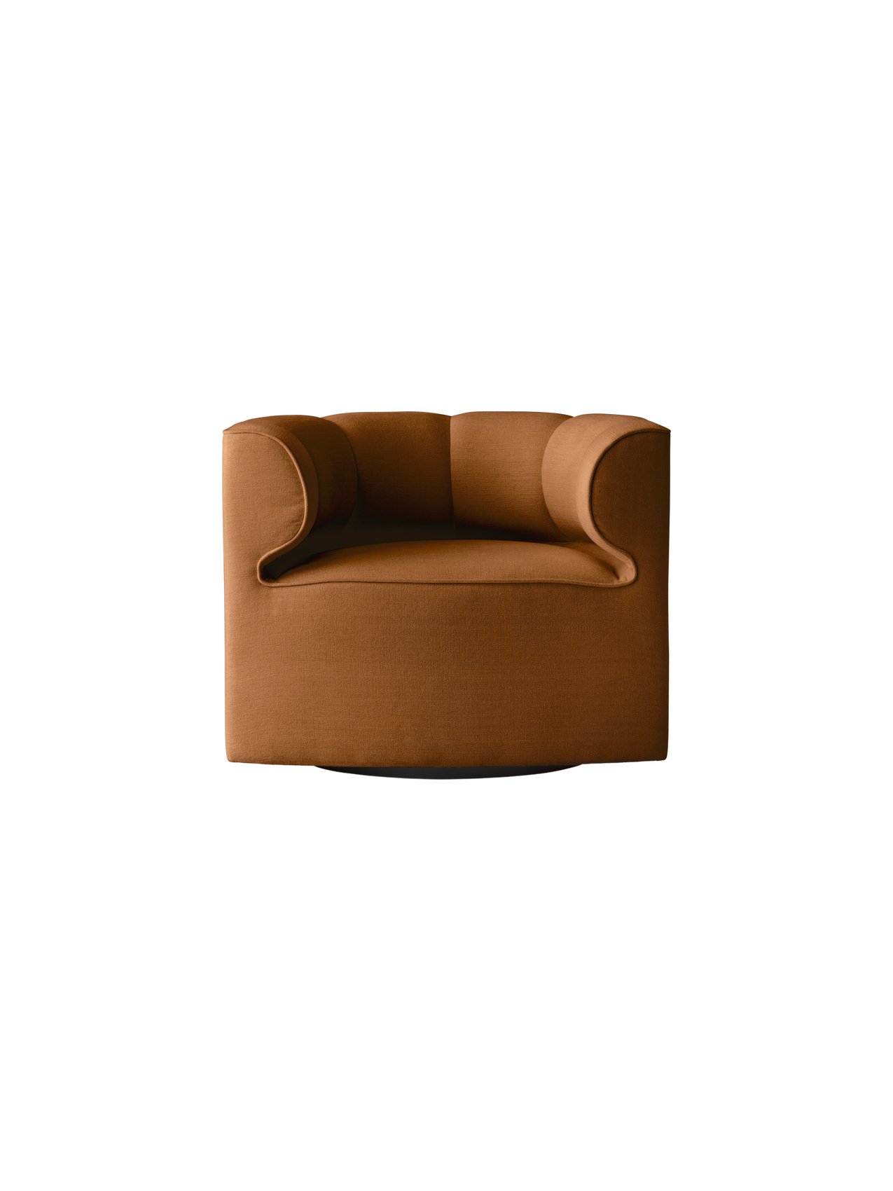 Eave Seamline Lounge Chair upholstered in warm brown Siennatonal 06 fabric, featuring a modern, curved silhouette.