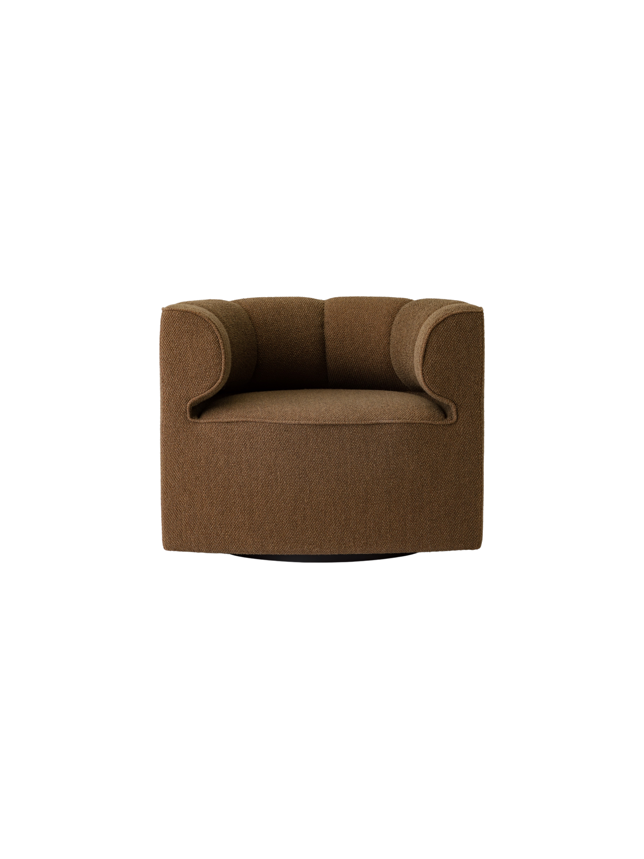 Textured brown Eave Seamline Lounge Chair in Logan Nutmeg, a modern upholstered armchair with a curved silhouette.