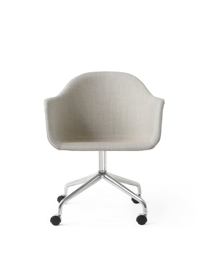 Harbour Arm Chair, Dining Height, Polished Aluminum Star Base w/Casters, Upholstered
