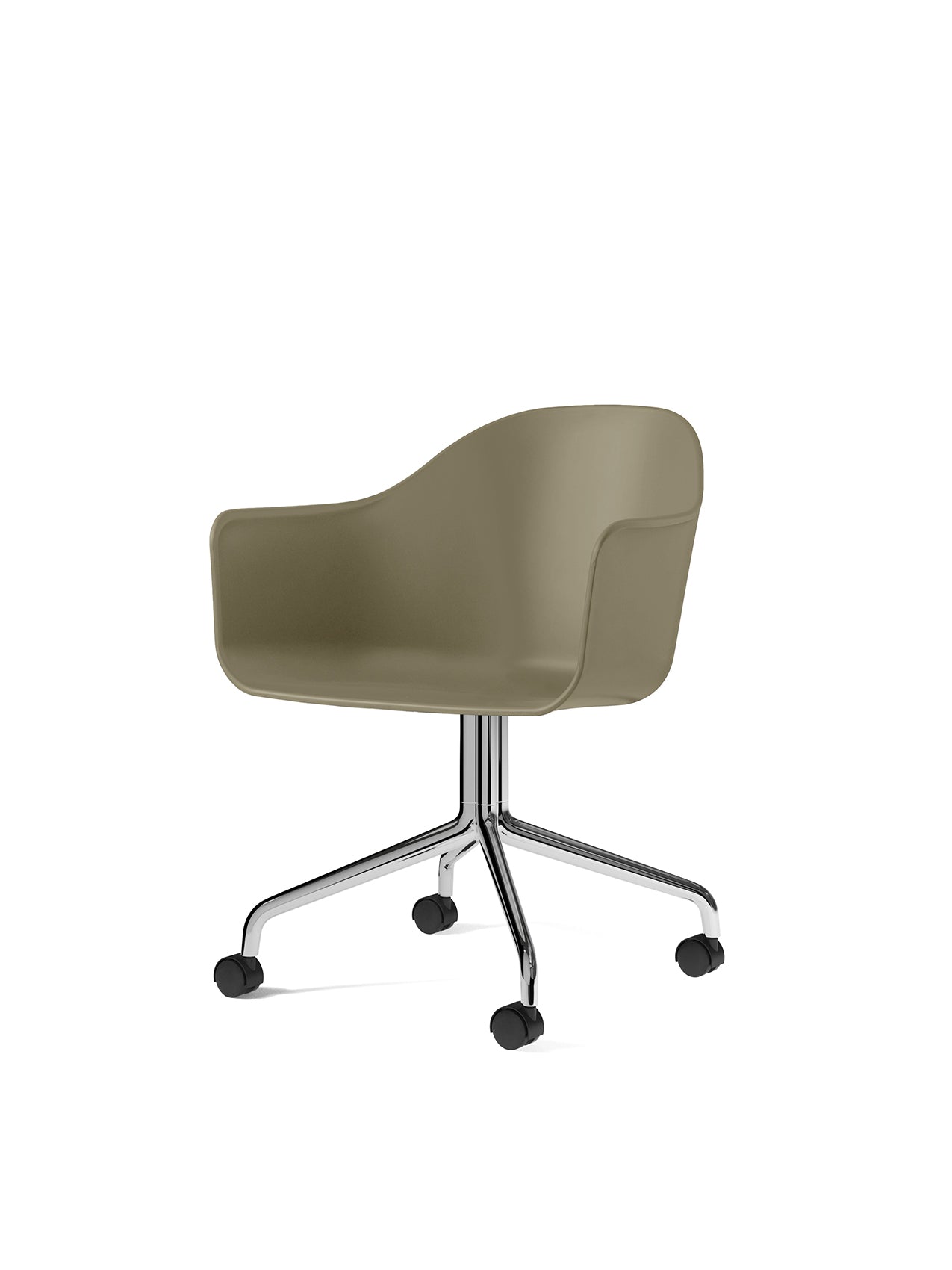 Harbour Arm Chair, Dining Height, Polished Aluminum Star Base w/Casters, Hard Shell