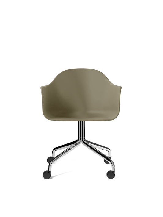 Harbour Arm Chair, Dining Height, Polished Aluminum Star Base w/Casters, Hard Shell