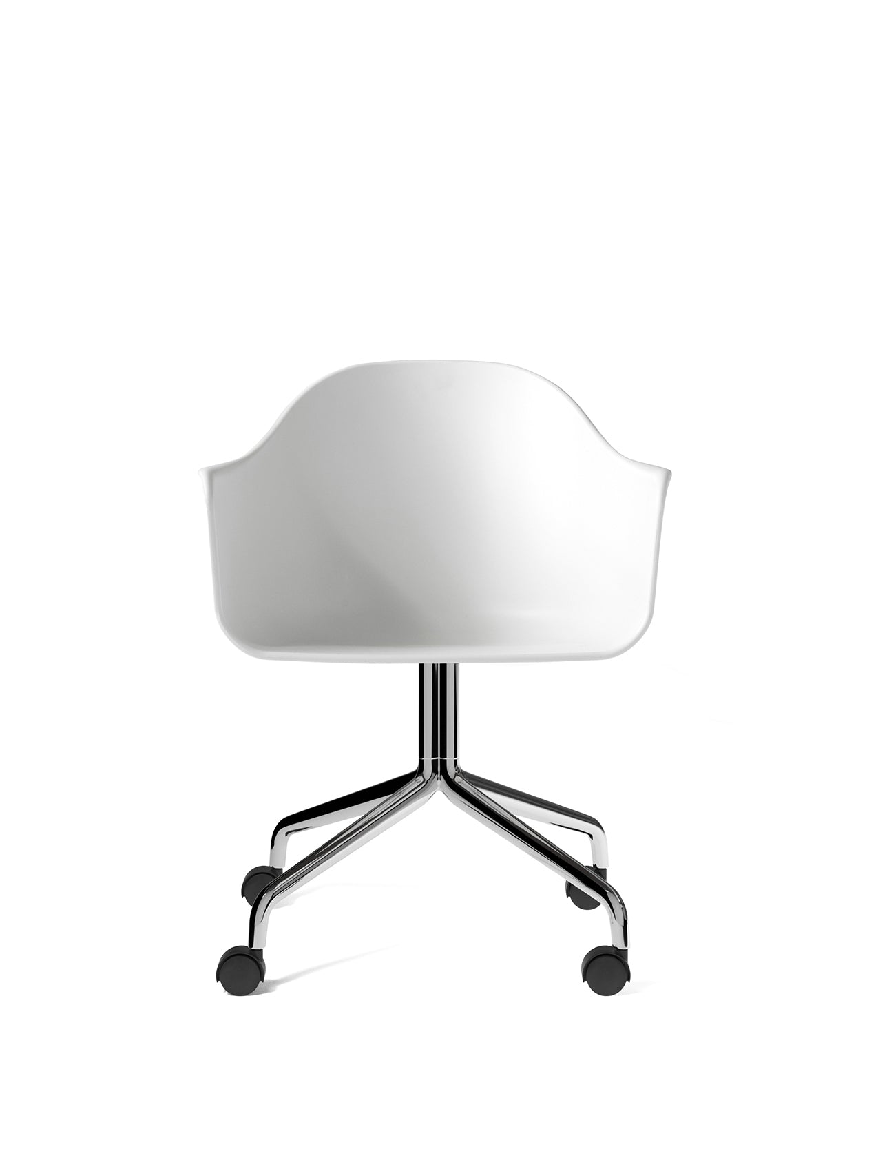 Harbour Arm Chair, Dining Height, Polished Aluminum Star Base w/Casters, Hard Shell