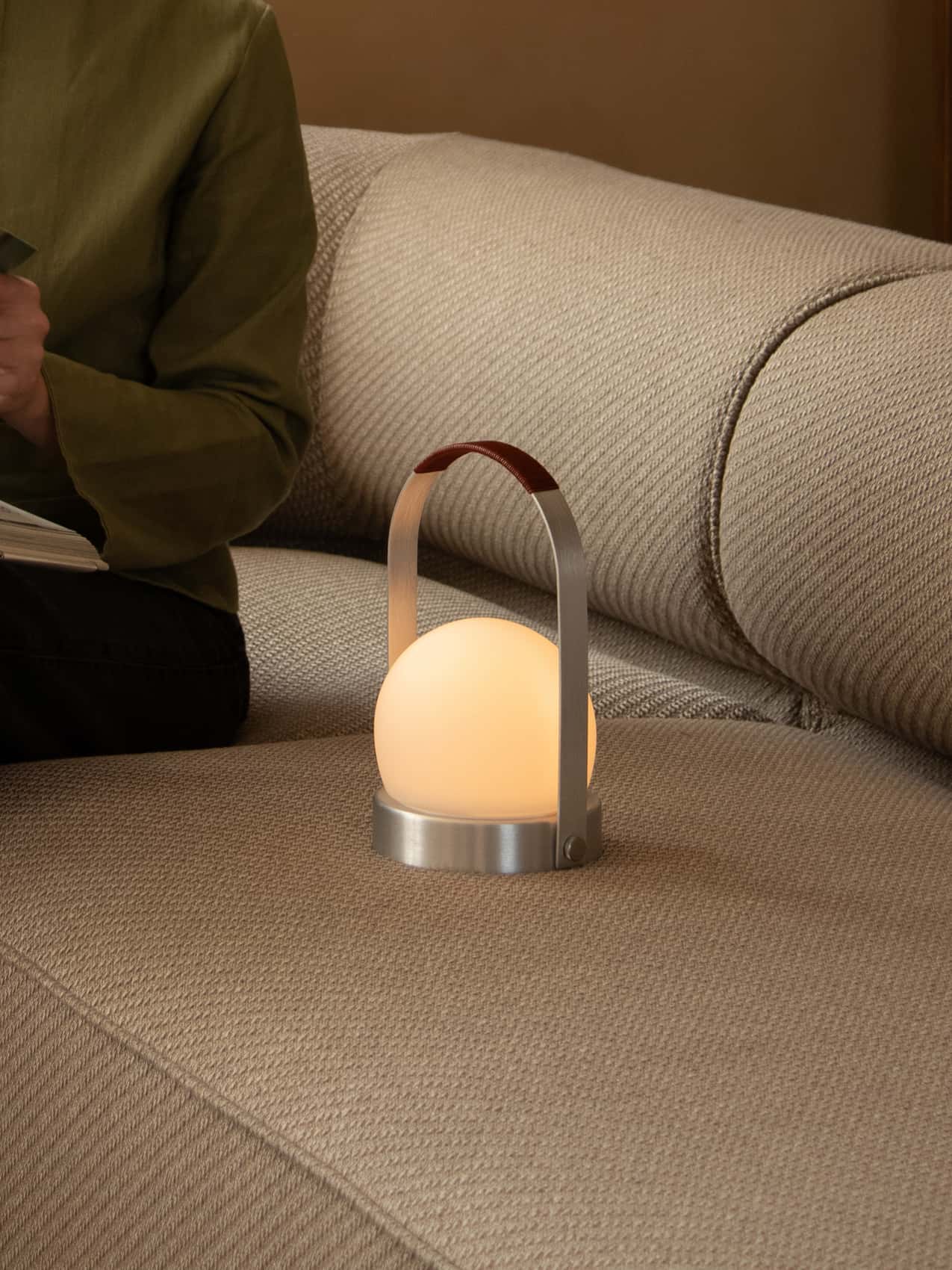 Carrie Portable Lamp, Leather Handle